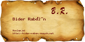 Bider Rabán névjegykártya